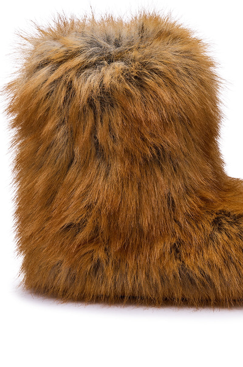 AZALEA WANG NADIANNA TAN FLAT FUR BOOTIE