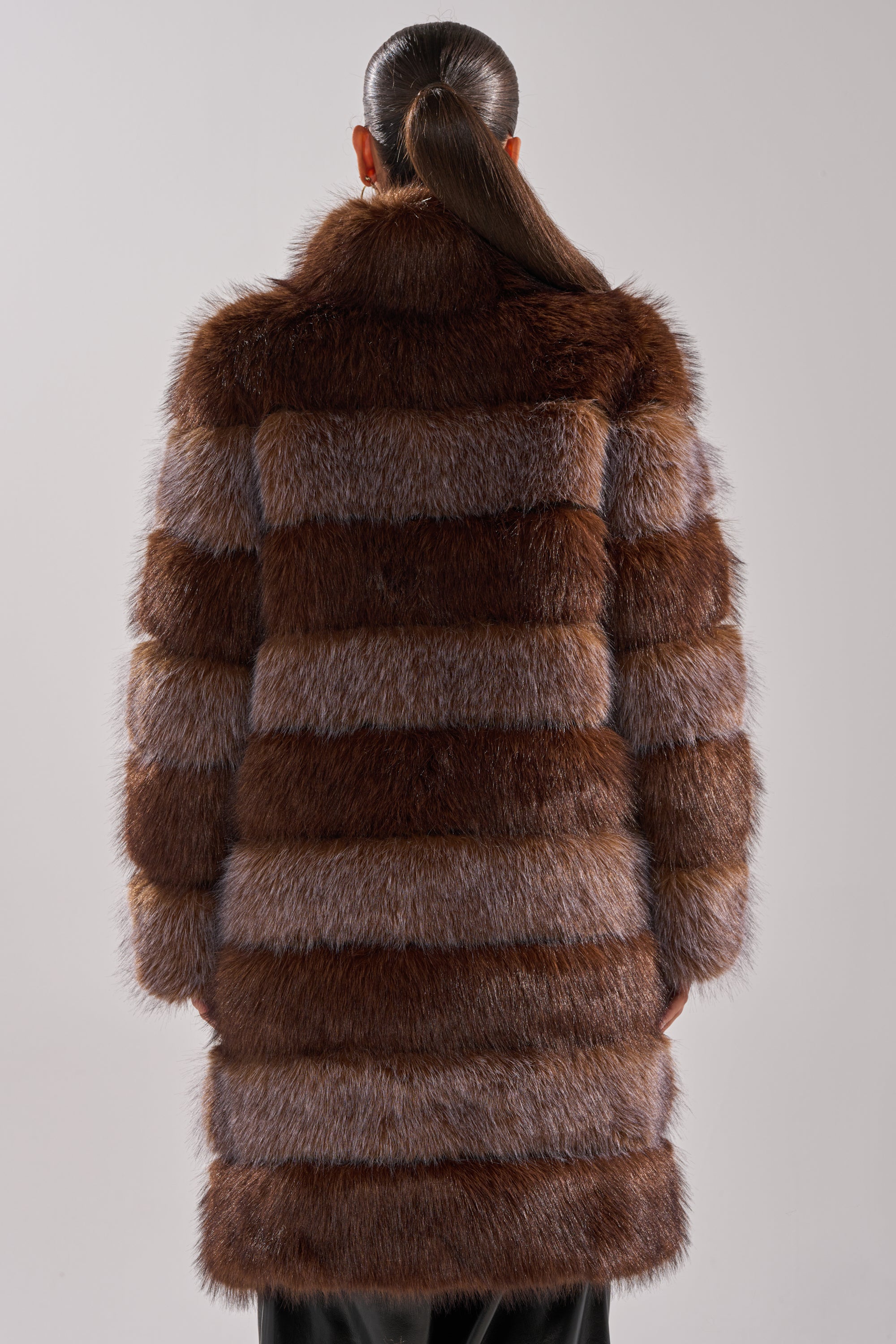 LITTLE BIT OF SPICE PANELED FAUX FUR COAT