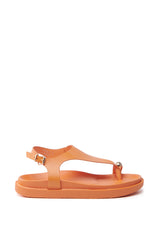 AKIRA NICCOLO ORANGE FLAT SANDAL