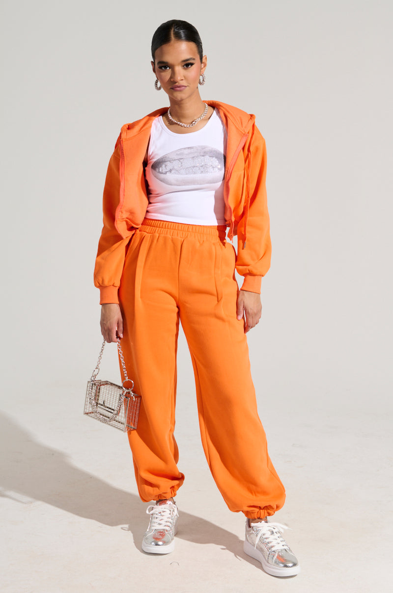 ORANGE CROP ZIP UP SWEATSHIRT