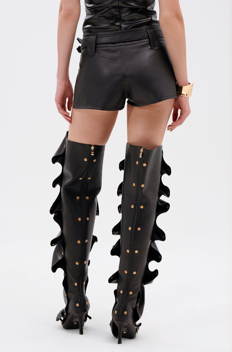 TOO HOT FOR YOU FAUX LEATHER HOT SHORT