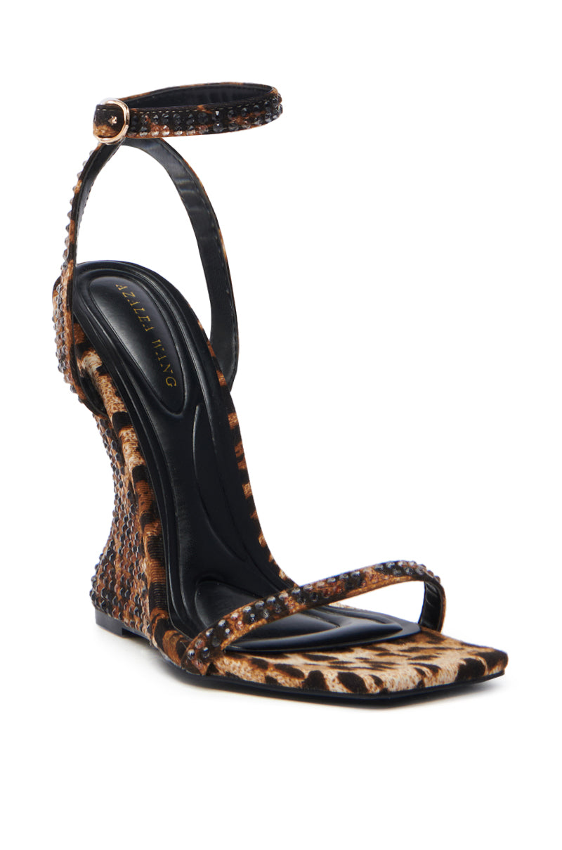 AZALEA WANG PANTHERESS LEOPARD WEDGE SANDAL