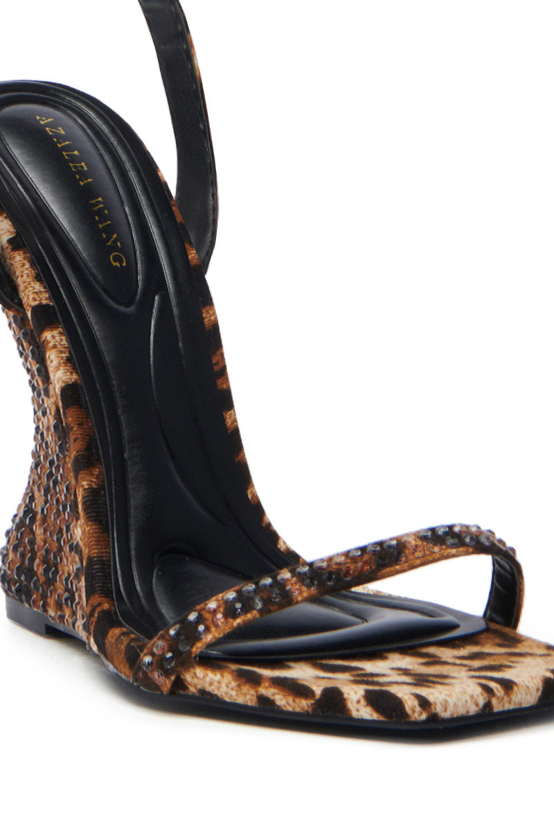 AZALEA WANG PANTHERESS LEOPARD WEDGE SANDAL