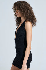 SERPENTI PLUNGE MINI DRESS-BLACK