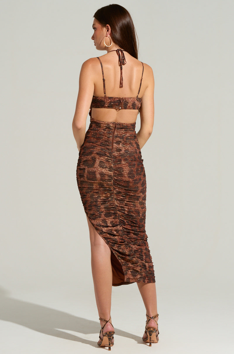 ISLA LEOPARD PRINT MIDI DRESS