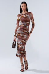 FELT CUTE PRINTED MIDI DRESS