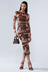 FELT CUTE PRINTED MIDI DRESS