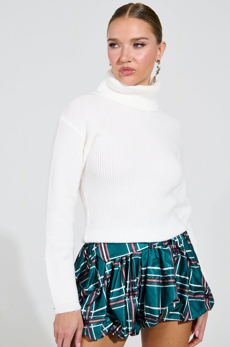 SYDNEY FUR CUFF SWEATER IN IVORY