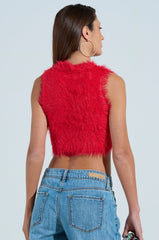 SHAGGY RED CROP TOP