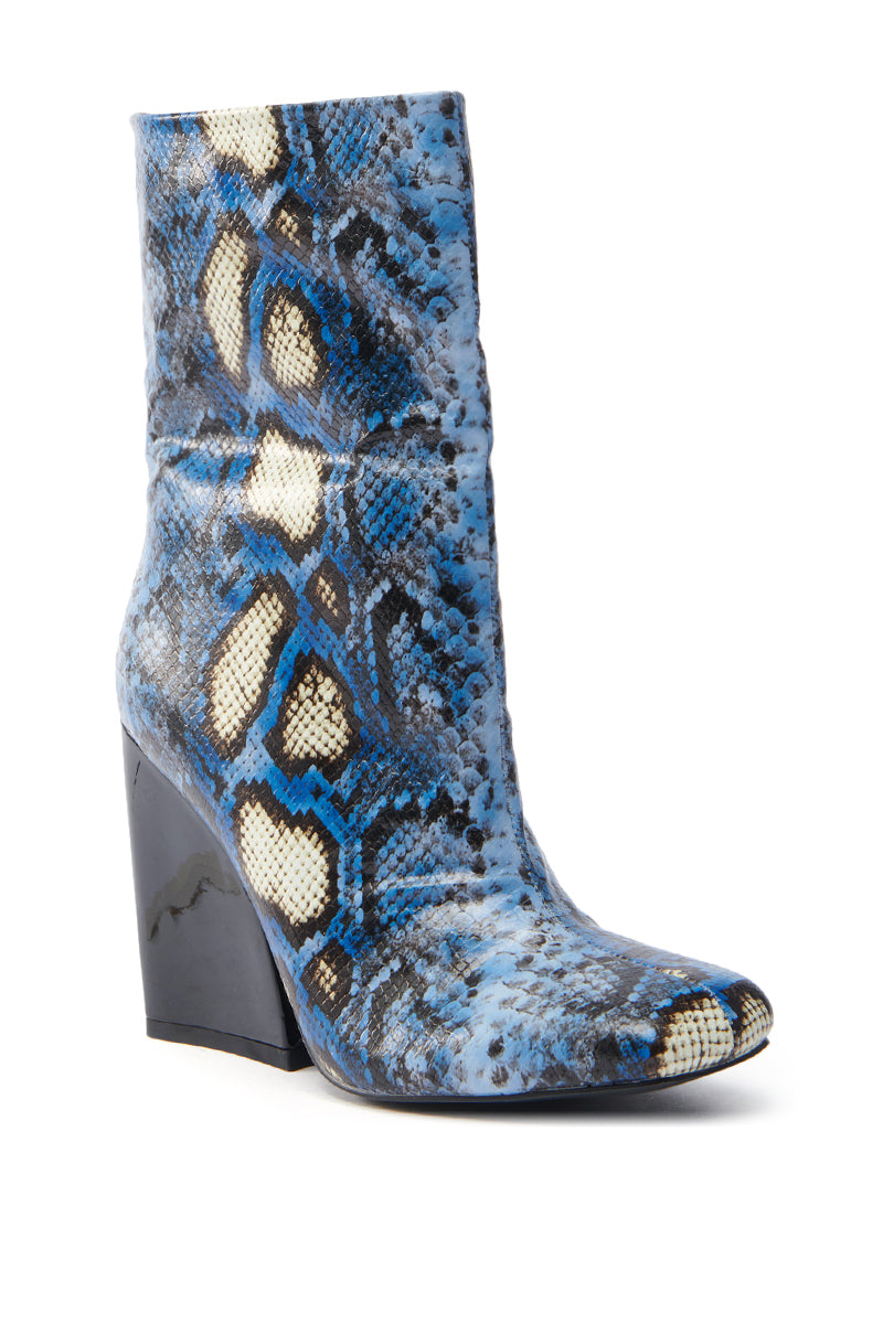 AZALEA WANG RANSOM BLUE MULTI SNAKE BOOTIE