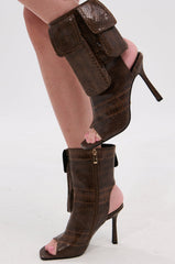 AZALEA WANG RIDWAN BROWN OPEN TOE BOOTIE