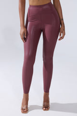 RIO HIGH RISE LEGGING WITH 4 WAY STRETCH IN OXBLOOD