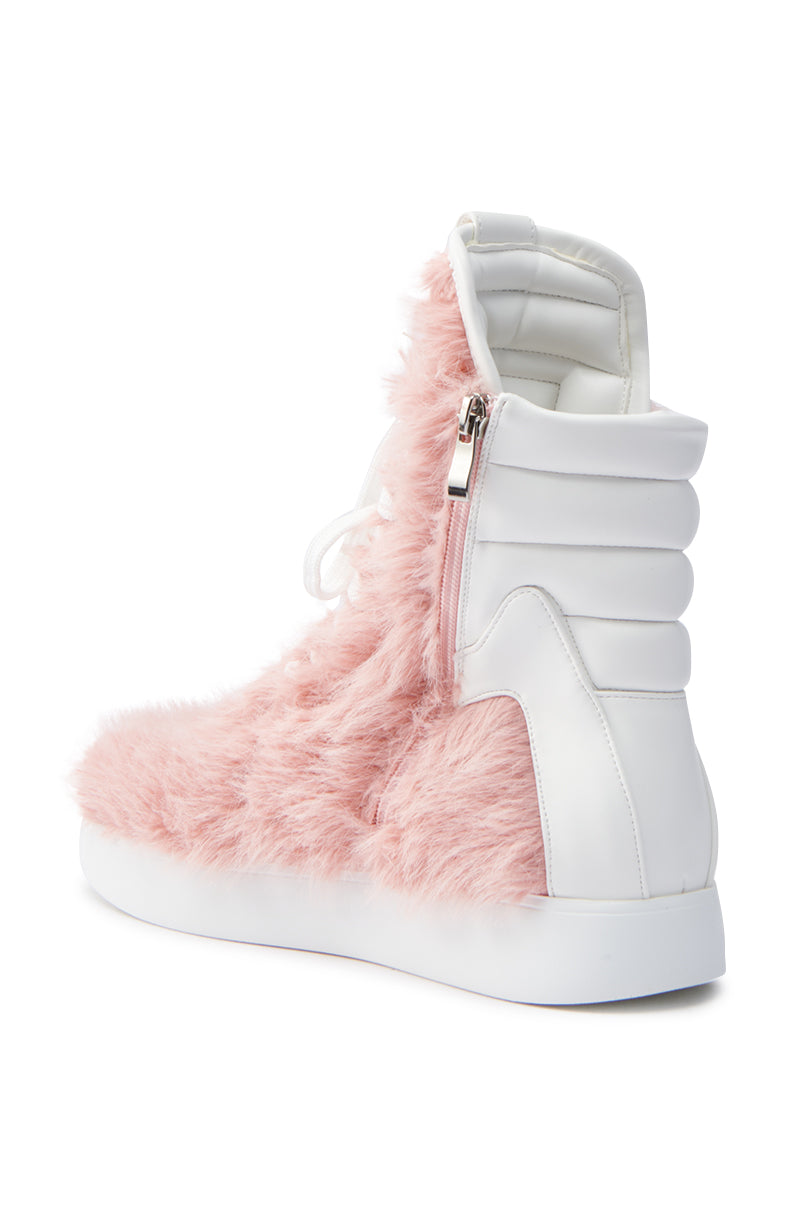 AZALEA WANG RIORDAN PINK FUR HIGHTOP SNEAKER