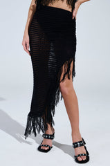 CROCHET FRAYED EDGE MAXI SKIRT
