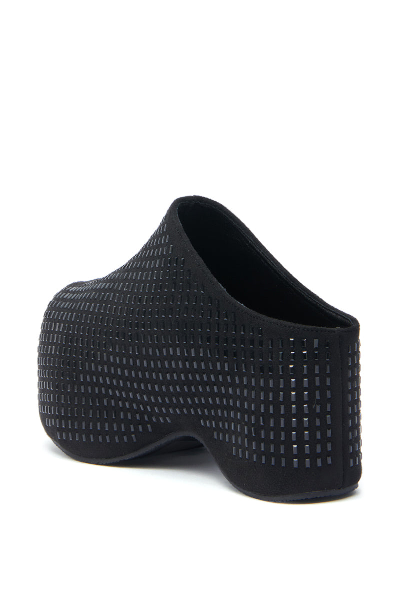 AZALEA WANG ROMESCO BLING FLATFORM CLOG IN BLACK