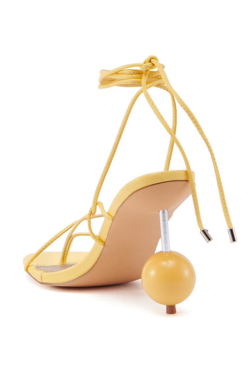 RONNIE YELLOW STILETTO STRAPPY SANDAL WITH BALL DETAIL