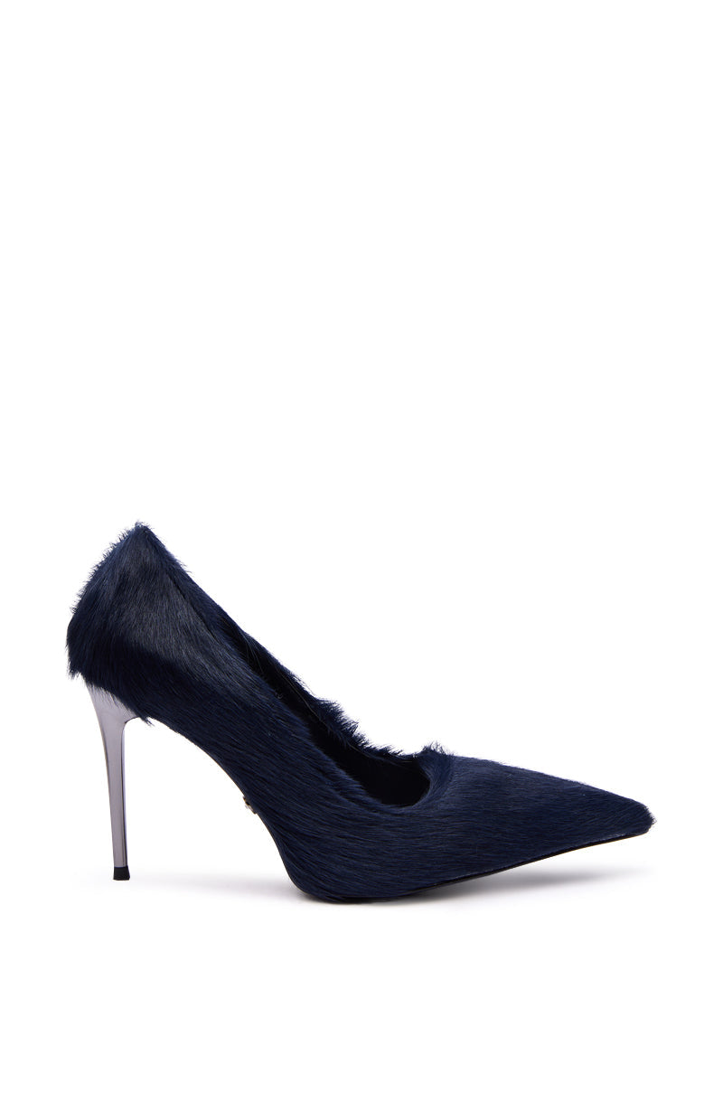 AZALEA WANG ROSEE NAVY PONY HAIR PUMP