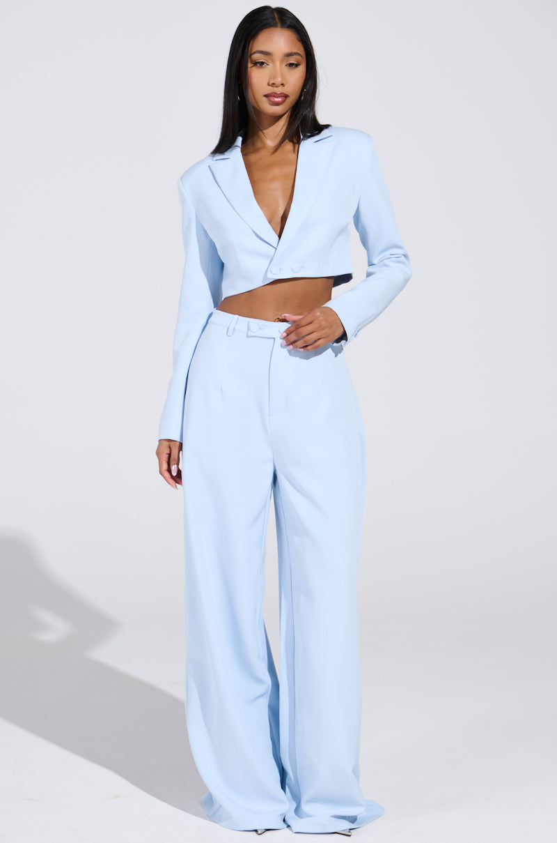 LOTTIE WIDE LEG TROUSER IN LIGHT BLUE
