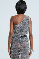 DONT MIND ME SEQUIN ONE SHOULDER TOP