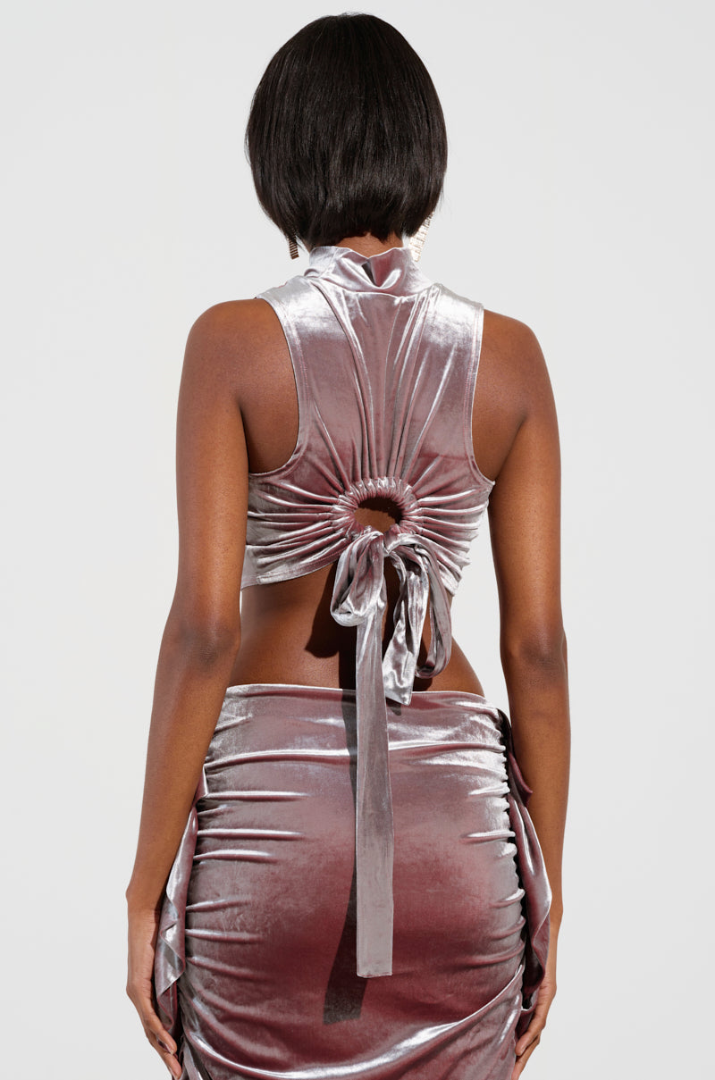 FLAUNT IT VELVET MOCK NECK BLOUSE