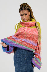 LOOK AT ME CHUNKY MULTI COLOR KNIT SWEATER