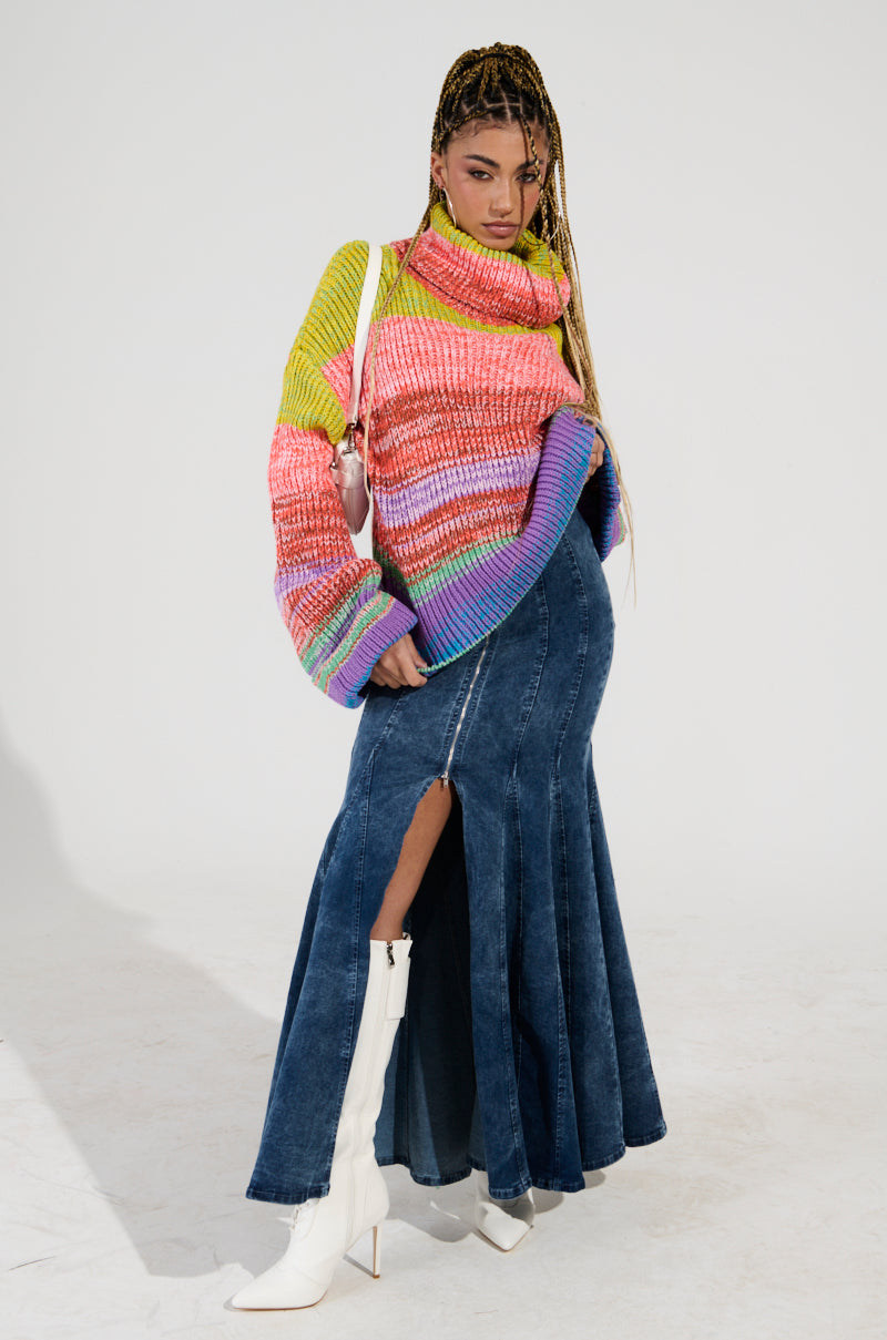 LOOK AT ME CHUNKY MULTI COLOR KNIT SWEATER