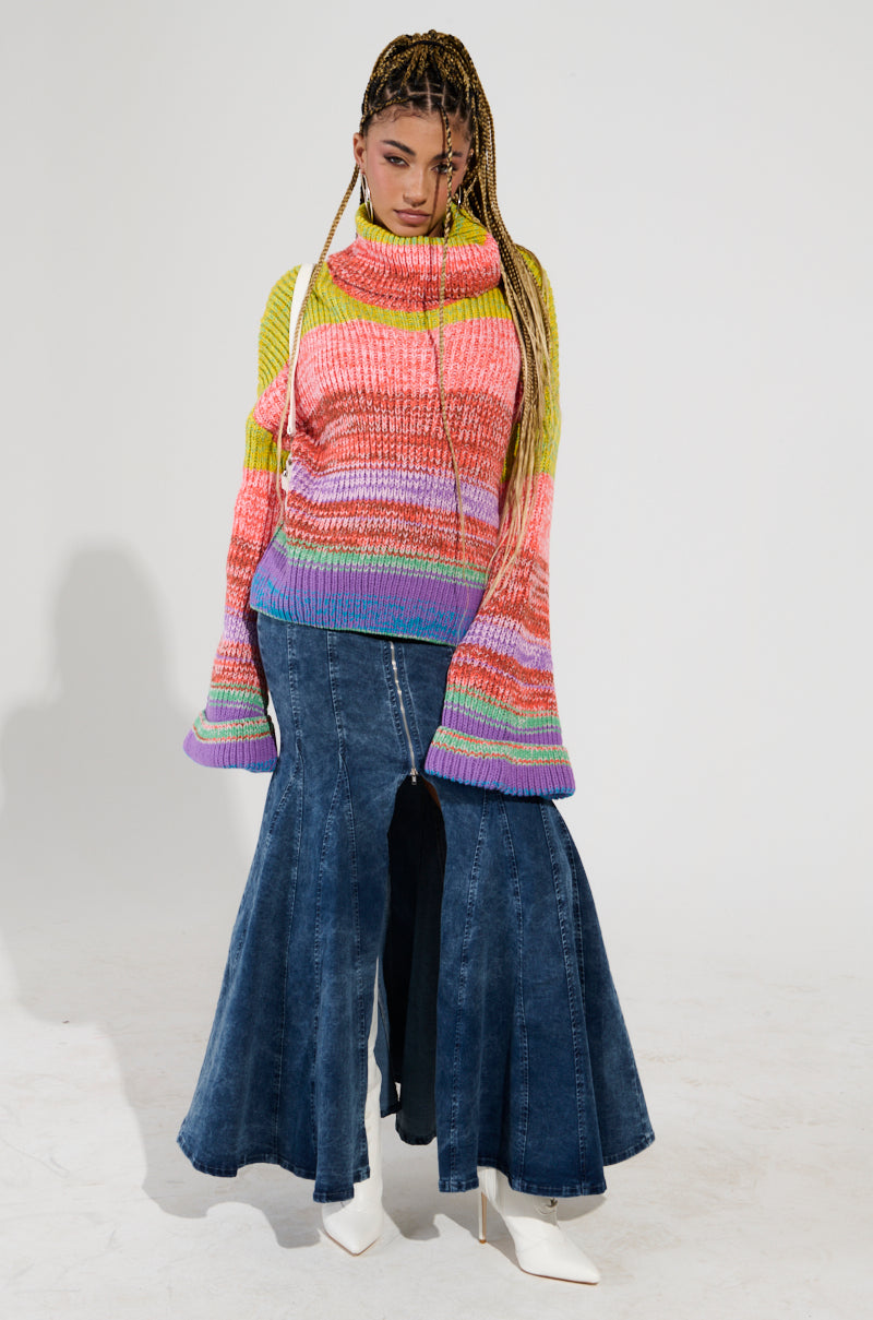 LOOK AT ME CHUNKY MULTI COLOR KNIT SWEATER