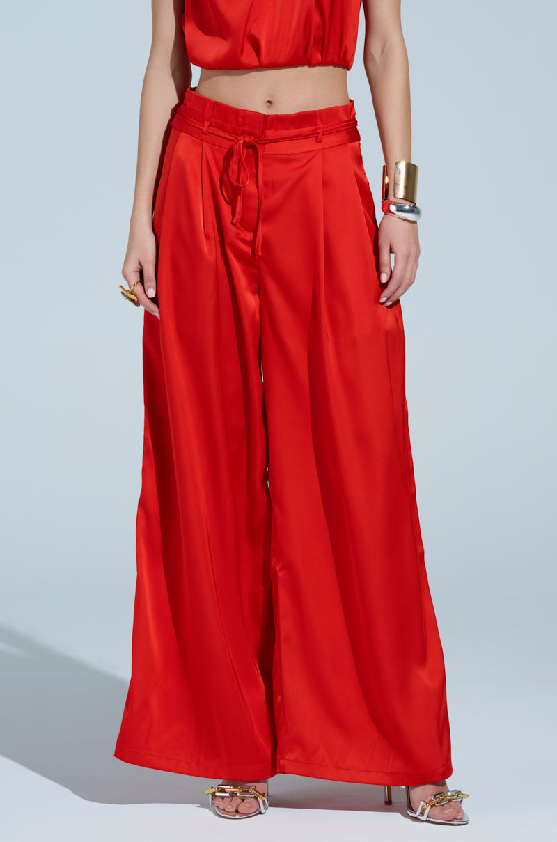 MEREDITH BLAKE SATIN WIDE LEG PANT