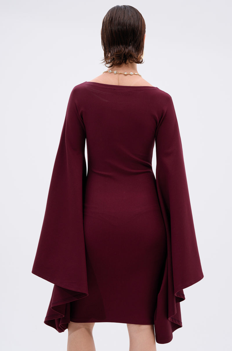 MEET ME IN THE BALLROOM MIDI DRESS IN BURGUNDY