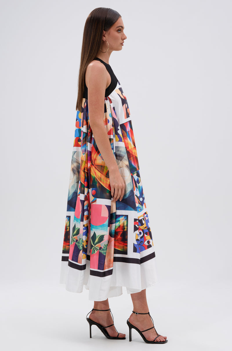 PUT ME IN A MUSEUM PRINTED MIDI DRESS