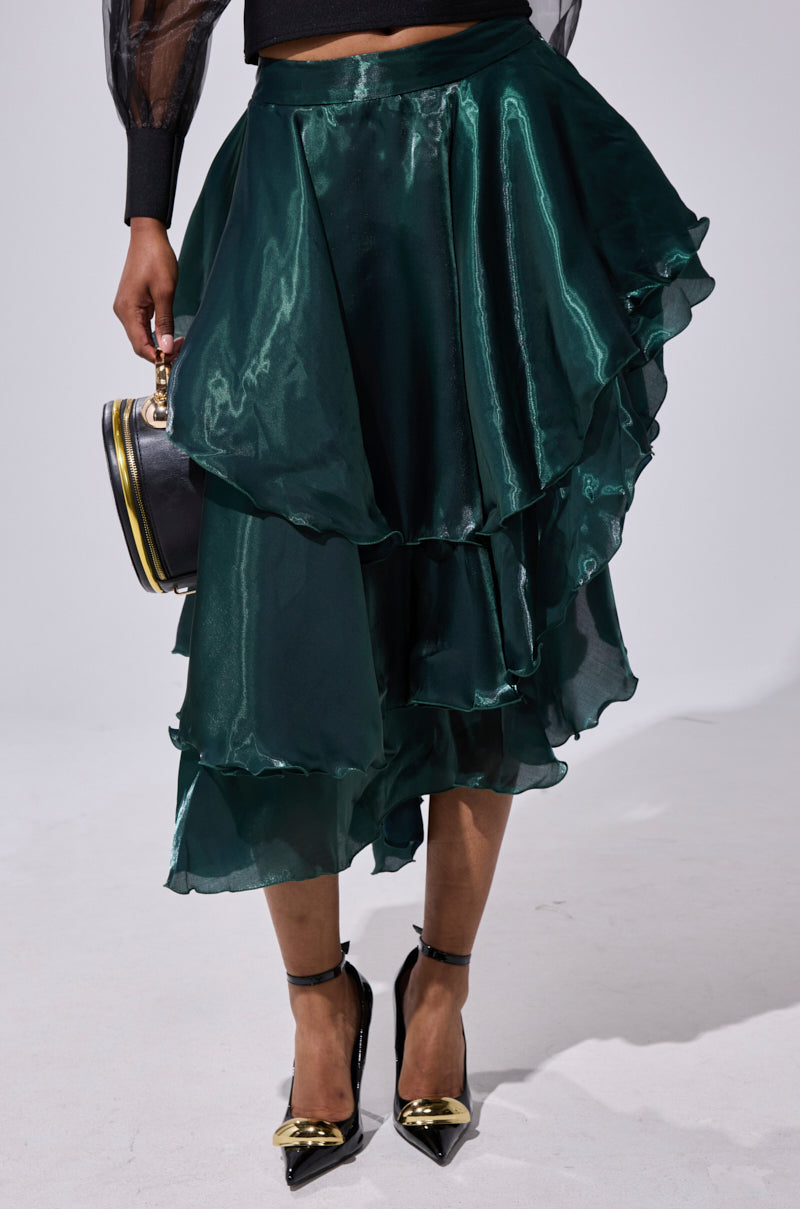 LUXE LIFE SATIN MIDI SKIRT