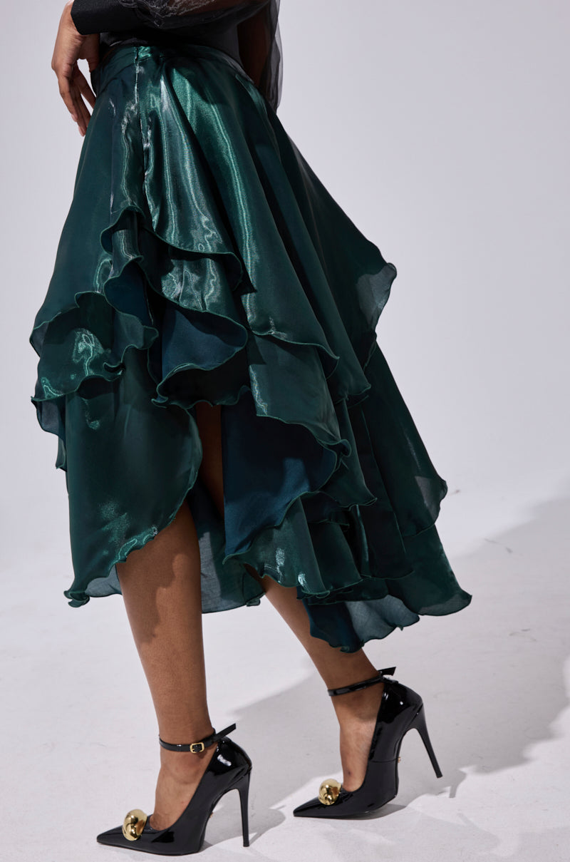 LUXE LIFE SATIN MIDI SKIRT