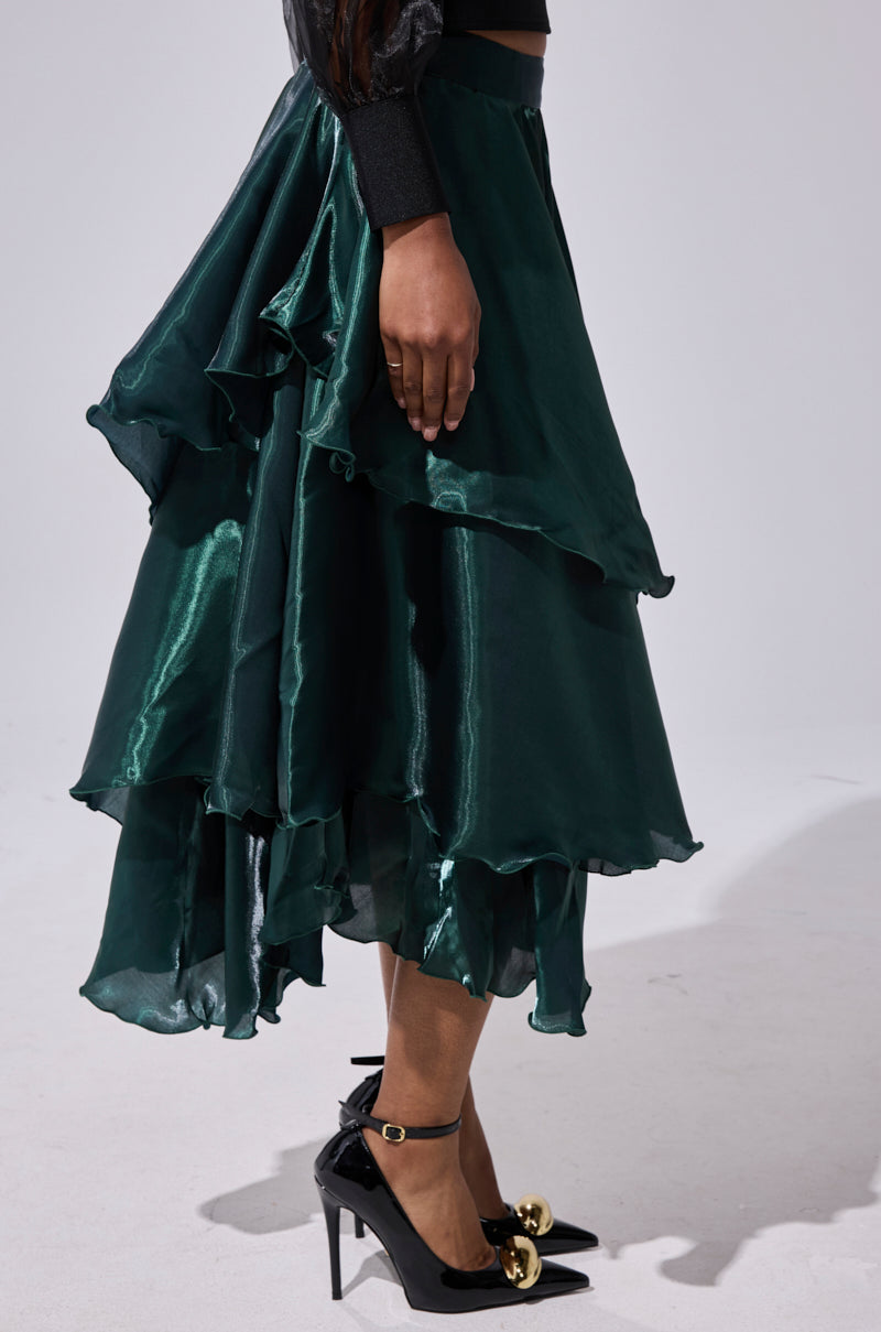 LUXE LIFE SATIN MIDI SKIRT