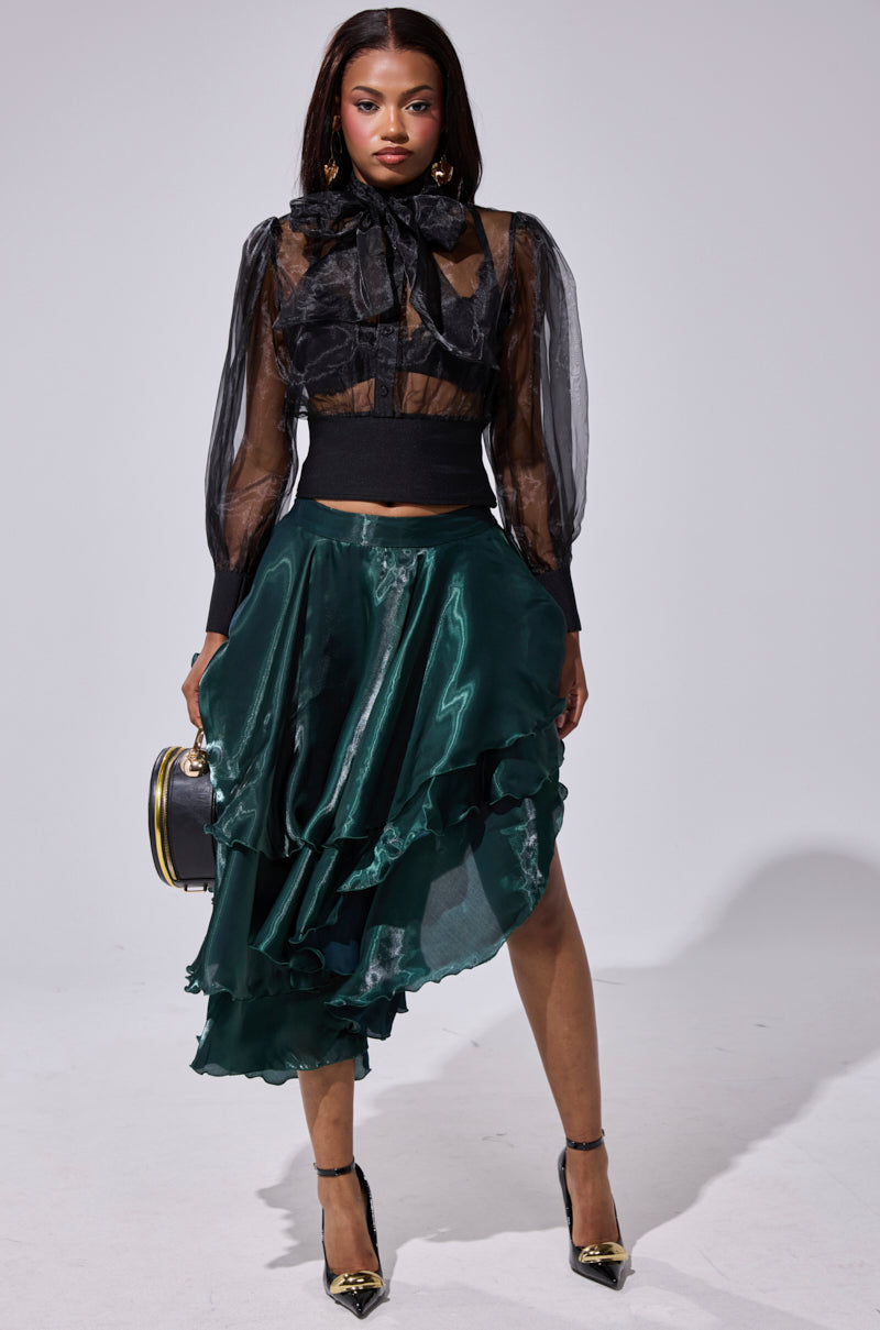 LUXE LIFE SATIN MIDI SKIRT