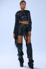 CALM DOWN FAUX LEATHER MINI SKIRT