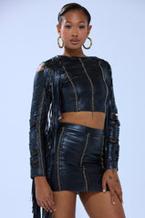 CALM DOWN BABY FAUX LEATHER BLOUSE