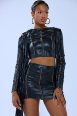 CALM DOWN BABY FAUX LEATHER BLOUSE