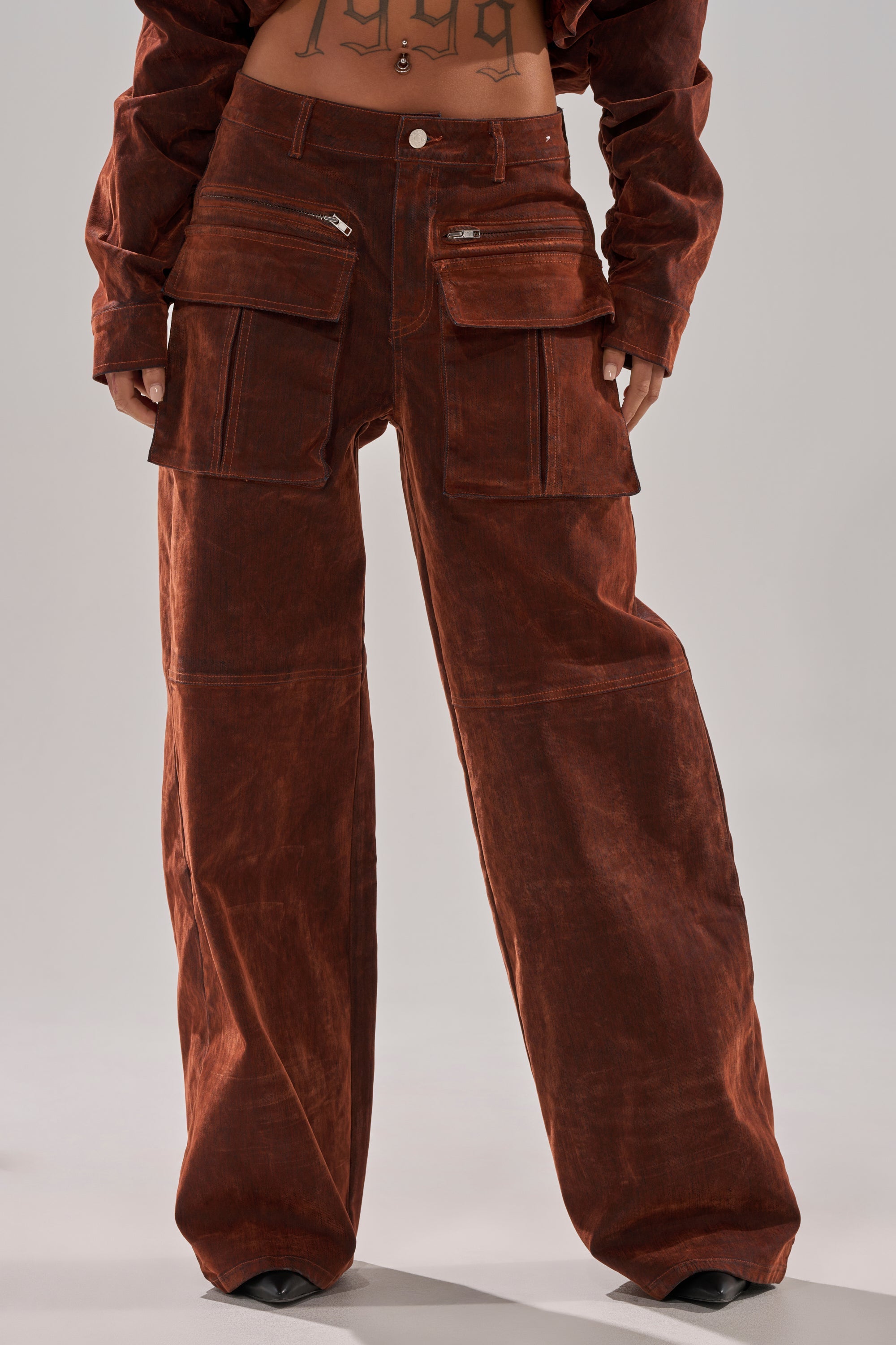 THINK ABOUT YOU ALL THE TIME VELVET DENIM CARGO TROUSER