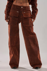 THINK ABOUT YOU ALL THE TIME VELVET DENIM CARGO TROUSER