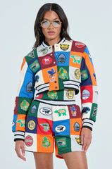 SLIGHT FLEX PATCHWORK BOMBER