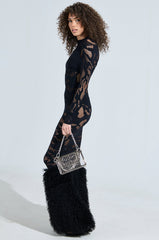 ALL EYES ON ME SEAMLESS MAXI DRESS WITH FUR