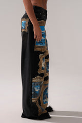 WORK OF ART GRAPHIC WIDE LEG DENIM