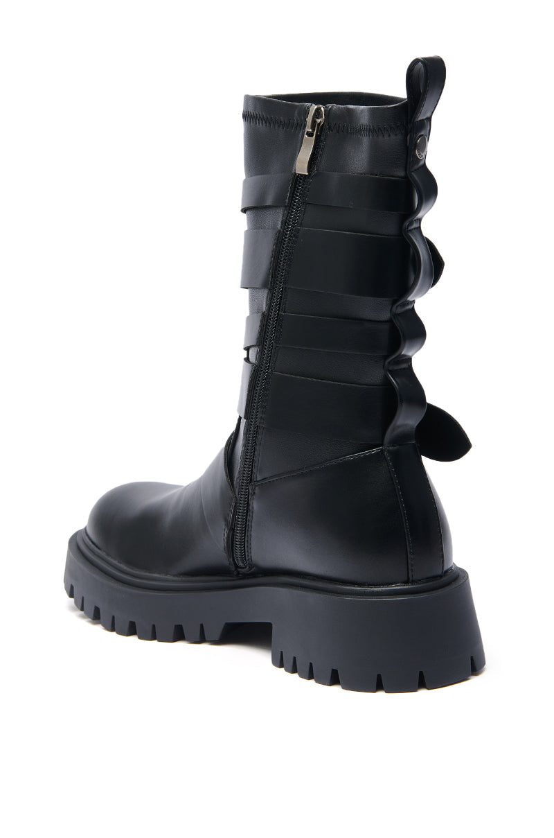 AZALEA WANG SPRIDY BLACK BELTED COMBAT BOOTIE