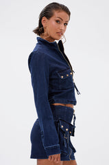 SOMETHING BETTER DENIM ZIP UP TOP