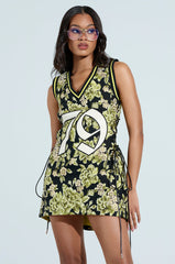 RENAISSANCE ON THE COURT BROCADE MINI DRESS