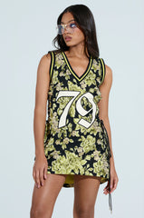 RENAISSANCE ON THE COURT BROCADE MINI DRESS