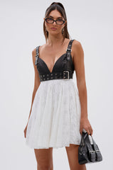 EDGY WITH A BOW ON TOP MINI DRESS