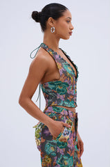 LOGAN JACQUARD LACE UP CORSET TOP