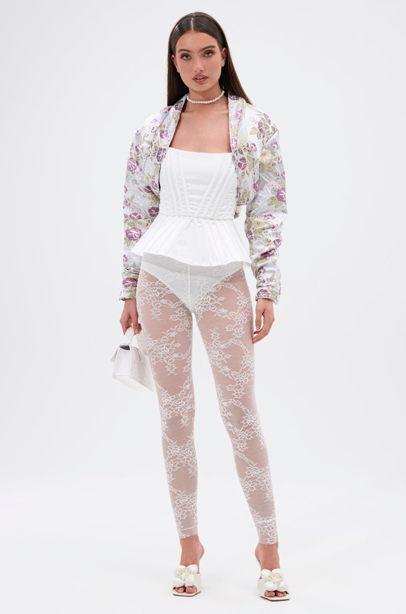 TEA FOR TWO BROCADE SHRUG