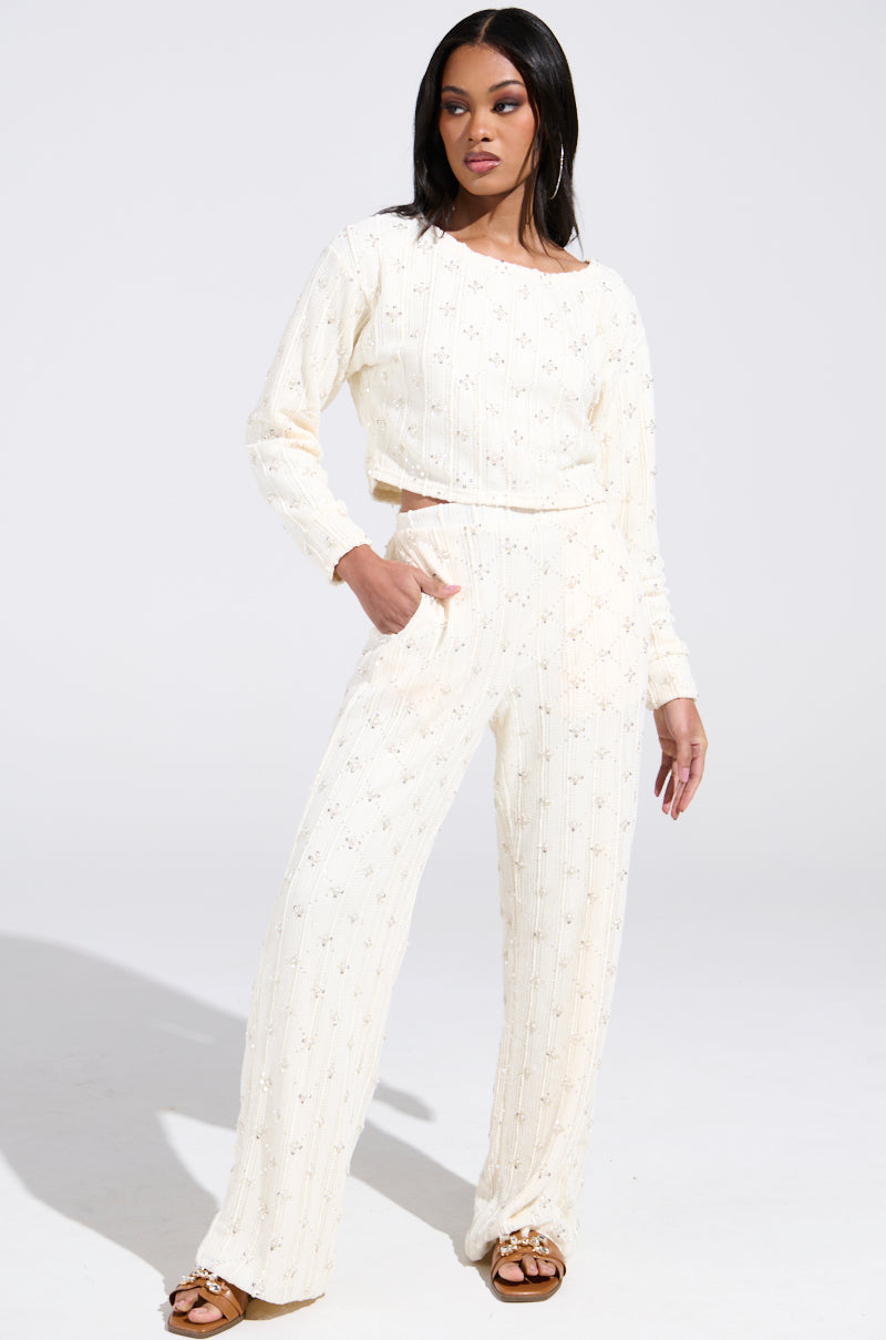 SHINE BRIGHT PEARL WIDE LEG PANT